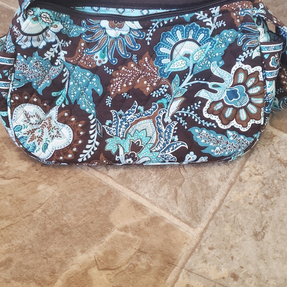 Vera Bradley Floral Shoulder Bag in Blue and Brown